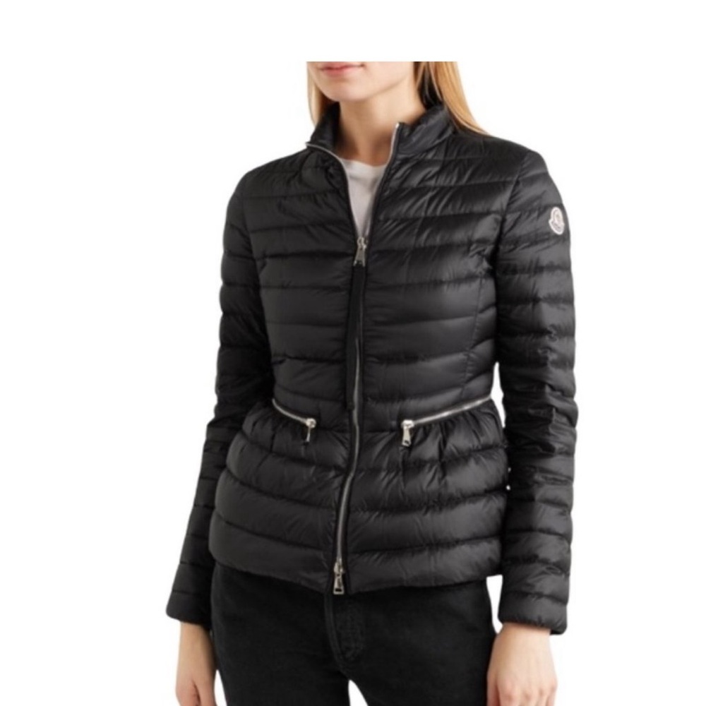 Moncler Black Quilted Puffer Jacket with Stand-Up Collar